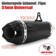 51mm Universal Motorcycle Exhaust Muffler Carbon Fiber Escape Moto DB Killer For M41 CBR500 Z650 R3 