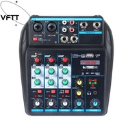 VFTT Audio Mixer, 4-Channel Bluetooth DJ Console Mixer,  Monitor Karaoke System with 48V Phantom Pow