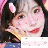 Pink Love Heart Facial Tattoo Patch Cute Face Blush Makeup Tattoos Sticker Temporary Face I9w2