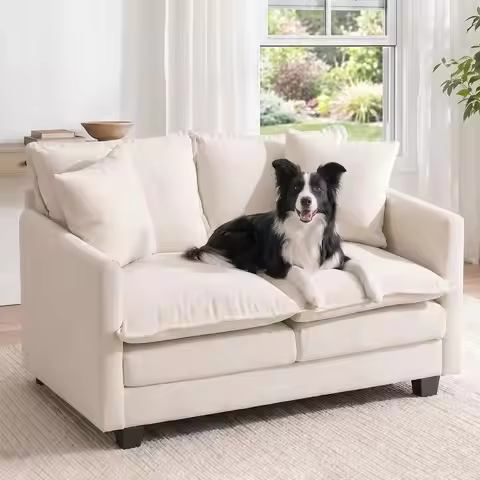 CloudLike Loveseat Sofa with 27 Deep Seat amp 3Layer Cushion, PetFriendly Chenille, Washable Pillow 