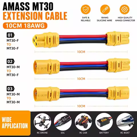 Amass MT30 3pin LiPo Battery Charger Extension Cable Adapter Connector Plug for RC Drone FPV Quadcop
