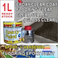 CLEAR EPOXY ( 1L ) HEAVY DUTY EPOXY FLOOR PAINT ( WATERPROOF COATIANG )  [ Include Hardener ] CAT LANTAI FLOORING