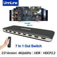 Unn HDMI Switch 4K 60Hz Switcher 7X1 5X1 3X1 with Romote IR for Xbox One s/x PS4 Pro LED Smart TV mi box3