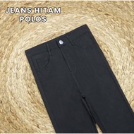 LIVE SALE - JM84PL007 Plain black jeans, high-waisted women's jeans