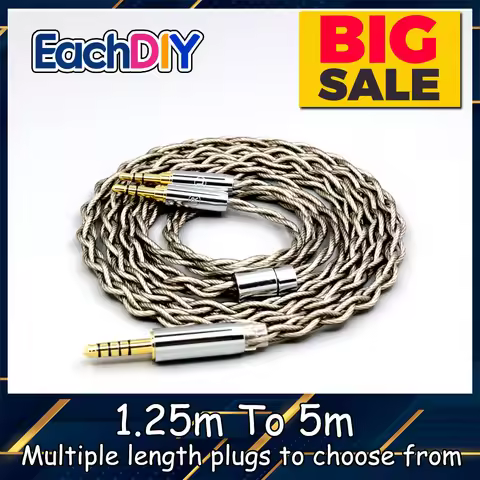 99% Pure Silver + Graphene Shield Earphone Cable For Hifiman Sundara Ananda HE1000se V2 HE6se DEVA h