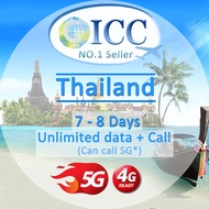 ICC_Thailand 5/8/16Days SIM Card Unlimited Data + Call* AIS / Truemove(5G for 8/16 days Plan) / DTAC