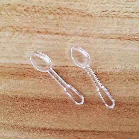 100pcs/lot 0.1 gram Small Measuring Spoon 0.1g micro Plastic Scoop - 3.9x0.9cm transparent free ship