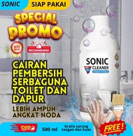 TOILET CLEANER SONIC (GRATIS SIKAT) Sonic Sonik Cairan Ajaib Multifungsi Pengilang Anti Noda Memband