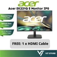 ACER EK221Q E Monitor 21.5" inch1920x1080 Full HD IPS 100Hz 1ms HDMI VGA VESA 2Yrs