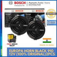 ✴ ❐ ✻ Bosch Europa horn Black with relay 12V 910 Bosch Horns