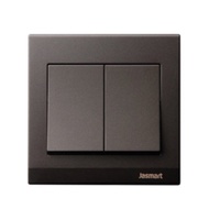 JASMART 10A 2 Gang 1 Way Switch 2G1W Bronze Color