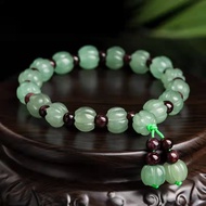 Natural Dongling Jade Bracelet pumpkin beads  Aventuine jade Buddha bead bracelet national style