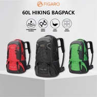 FIGARO Beg Hiking 60 liter Backpack Travel Bagpack Camping Bag Waterproof  Beg Galas Travel Sport Ba