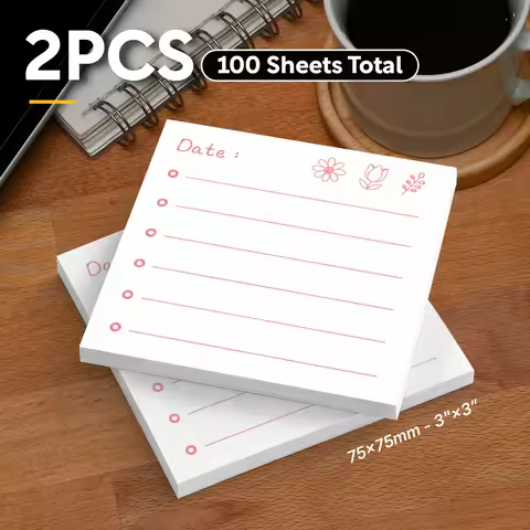 2pcs Floral To Do List Sticky Notes, 100 Sheets Total, 3x3 Inch Self Stick Memo Pads, Cute Square Li