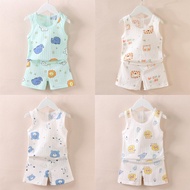 Terno For 1 2 3 4 Years Old Boy Clothes Baby Pajama Suit Cute Cartoon Sleeveless Tank Top+Shorts Set