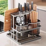 Light luxury knife rack, kitchen storage rack, wall-mounted, no-drill required, household knife and 