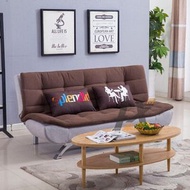 找得 - 客廳多功能梳化床可折疊單人雙人三人位布藝梳化公寓懶人梳化 棕配淺灰 100CM 3078