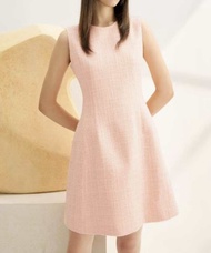 G2000 เดรสผ้าทวีดสีส้มพีช ชุดเดรสทรง A-LINE ผู้หญิง TWEED DRESS