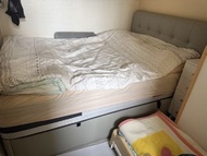 For mattress: 137cm × 190cm  只是油壓床架，不連床褥  4尺半 絲漣 sealy 大象灰 手動 油壓 超方便 超容易攞 超靚 床框 床架 軟包 雙人加大 Sealy hyd