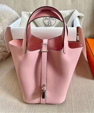 Hermes Picotin 18  P18 3Q櫻花粉銀扣 w stamp