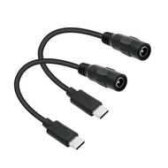 Short DC 5.5mm x 2.1mm to USB C Power Cord 6inch, DC 5521 Female to USB Type C Male Plug 5V 3A Power