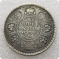 Antique Crafts India 1938,1939 Brass Material Commemorative Coin Silver Dollar#2061仿古工艺品印度 1938,1939