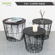 OKURA 3 in 1 Coffee Tables Storage Table Nest Table Bedside Table Home Living Decorative Tables Meja