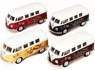 Kinsmart 1962 Volkswagen Classic Bus with Decals, Set of 4 5060DF - 1/32 Scale Diecast Model Toy Car