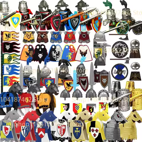 Medieval Military Castle Knight Army Set Building Blocks Green Dragon Wolf Warrior The War of Roses 