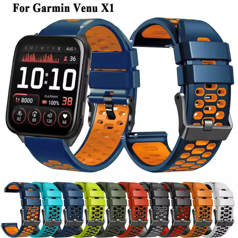 Sport Two-Tone Silicone Strap for Garmin Venu X1 Band Bracelet Breathable Wristband for Garmin Venu 