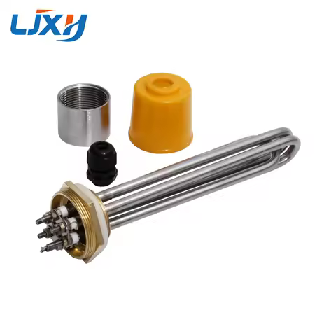 LJXH DN32 Electric Water Heater Heating Element with Interal Nut 220V/380V 304SUS Tube Copper Thread