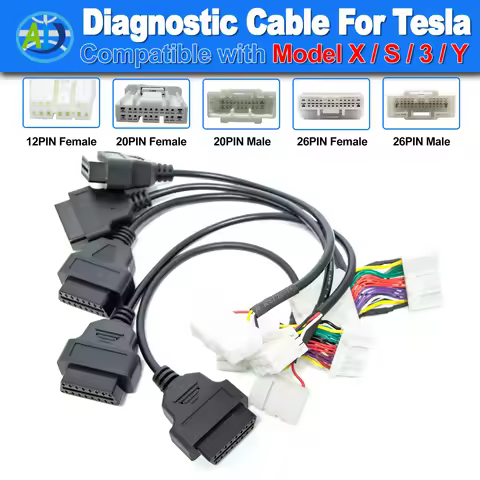 OBD Adapter For Tesla 12/20/26pin to OBDII For Tesla Model X/S/3/Y OBD2 Diagnostic Cable OBD Connect