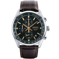 [Powermatic] Seiko SSB385P1 Quartz Chronograph Green Dial Hardlex Crystal Glass Brown Leather Strap Men's Watch