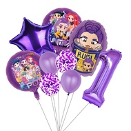 Kpop Demon Hunters Birthday Rumi Balloon Movie Purple Number Glitter Latex Balloons Girl Party Decor