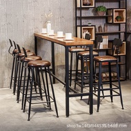 Table Chair Bar Bar Bar Bar Table Tea Room High Feet Solid Wood Combination Retro Office Bar Distres
