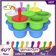 【rbkqrpesuhjy】2Pcs 7 Cavity DIY Popsicle Mold Mini Silicone Popsicle Mold Lollipop and Ice Cream Mold Baby Food Storage Container