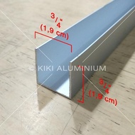 Kanal U Aluminium 3/4" (1.9 cm) - Tebal 1 mm - P. 6 meter