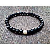 6 mm hajar Jahanam agate bracelet with genuine pearl combination bestnatural