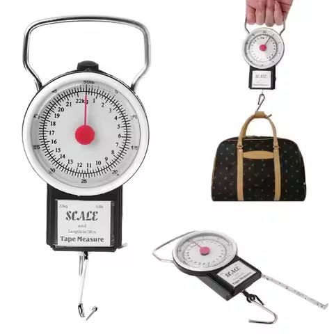 22kg Portable Mini Dial Luggage Scale Bag Weight Blance Baggage Suitcase Travel Scales Tape Measure 