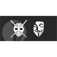 Kanjo Mask (Hockey/ Guy fawkes) Decals Sticker for Motorcycle / Cars