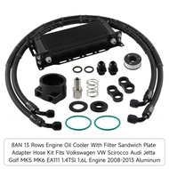 8AN 13 Rows  Oil Cooler  Kit Fits Volkswagen VW Scirocco Audi Jetta Golf MK5 MK6 EA111 1.4TSI 1.6L E