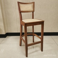 Solid Wood Manufacturer Cafe Chair Simple Woven Bar Foot Chair Backrest High Bar Direct Supply Chair