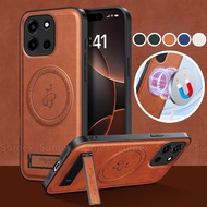 Magnetic Charge Ring Leather Case For 1+ OnePlus Nord 6 5 5G Stand Holder Plain Casing Phone Bracket