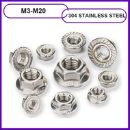 Flange Nuts M3-M20 SUS304 Stainless Steel for Industrial Machinery & Automotive 【YJ-3】