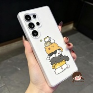 Cute Cat 2 in1 Matte Phone Case For Samsung Galaxy S22 S24 Plus Ultra FE F23 F14 M12 F12 M10S F05 M0