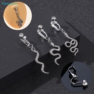 <Yiwuyuan> Faux Fake Belly Snake Crystal Fake Belly Piercing Clip On Umbilical Navel Fake Pircing Ca