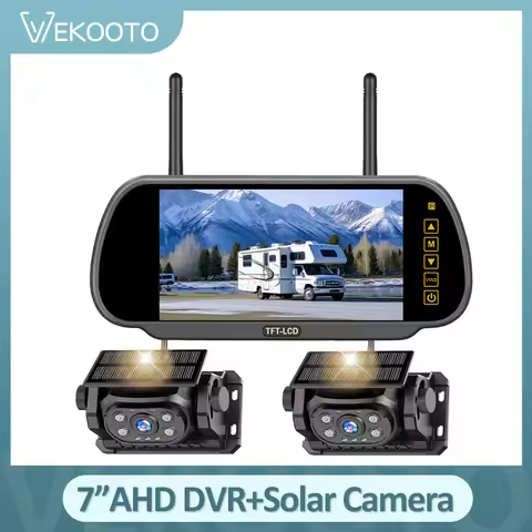 7 Inch 1080P Monitor Wireless Magnetic HD Solar Backup Camera 9600mAh Battery Powered Rechargeable f