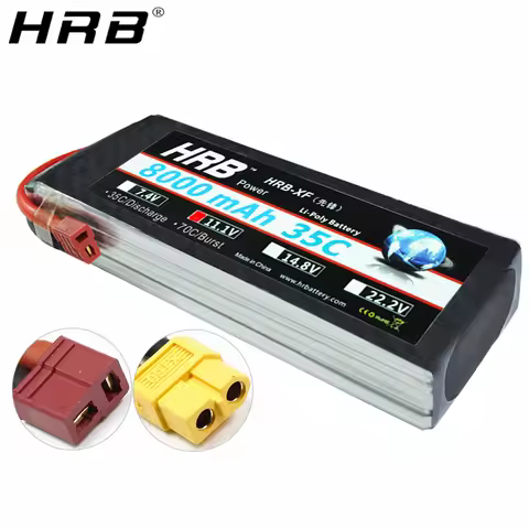 HRB Lipo Battery 3S 11.1V 8000mah 2S 7.4V XT60 T Deans 14.8V 18.5V 22.2V 4S 5S 6S 1S 3.7V RC Quadcop