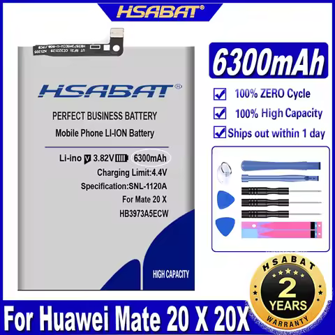 HSABAT HB3973A5ECW 6300mAh Battery for Huawei Honor Note 10 / ( Mate 20 X 20X) ( Honor 8X Max ) RVL-