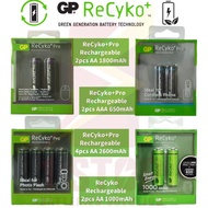 Original GP ReCyko AAA 2's 650mAh, AAA 2's 950mAh, AA 2's 1800mAh, AA 4's 2600mAh, AA 4's 2700mAh Re